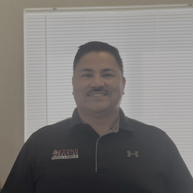 Mario Espindola, founder of Econo Roofing — at the team office in Delhi, California
