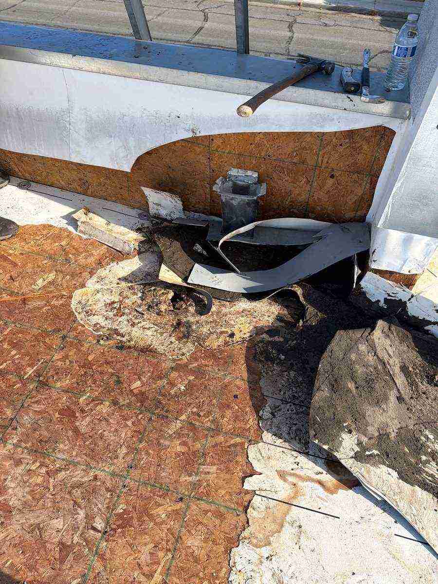 Before: damaged flat roof in Merced, CA